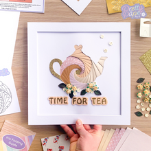 Load image into Gallery viewer, Iris Folding Tea Pot Craft Kit Personalised | Intermediate Teapot Wall Art Kit | Home Deco Craft Kit| Five colours available
