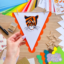 Load image into Gallery viewer, Jungle Animal Iris Folding Bunting Kit | Monkey Tiger Panther Parrot Beginner Craft Kit | Discontinued
