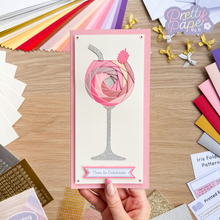 Load image into Gallery viewer, Time to Celebrate Iris Folding Kit | Wine, Gin, Champagne Glass Card Making Kit Intermediate | Personalised Craft Activity
