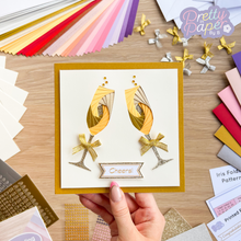 Load image into Gallery viewer, Time to Celebrate Iris Folding Kit | Wine, Gin, Champagne Glass Card Making Kit Intermediate | Personalised Craft Activity
