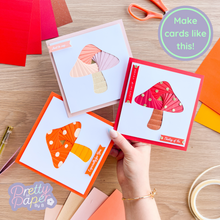 Load image into Gallery viewer, Three iris fold toadstool greeting cards
