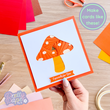 Load image into Gallery viewer, Iris fold toadstool on orange card
