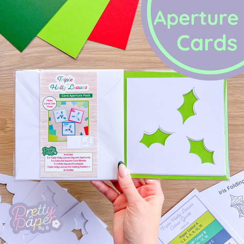 Triple Holly Leaves Aperture Card Pack