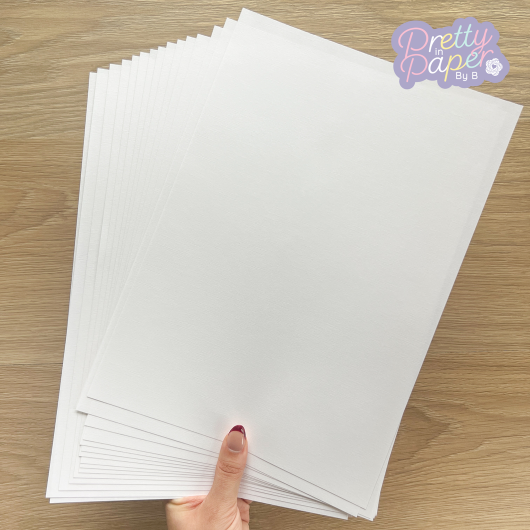 A4 White linen textured paper pack for card inserts