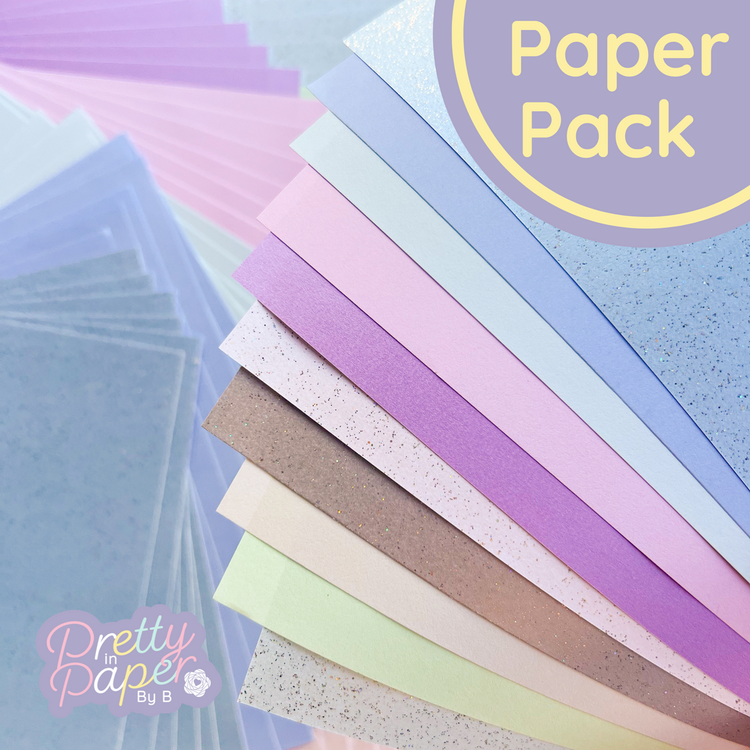 Winter Wonderland Paper Pack A5, 60 Sheets | Plain & Sparkle Paper Pad | Blue Lilac Turquoise Silver Craft Paper