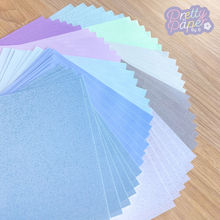 Load image into Gallery viewer, Winter Wonderland Paper Pack A5, 60 Sheets | Plain &amp; Sparkle Paper Pad | Blue Lilac Turquoise Silver Craft Paper
