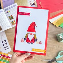 Load image into Gallery viewer, Wonky Gonks Card Making Kit| Traditional Christmas Edition | Beginner Iris Folding Craft Kit | Letterbox Craft Kit Gift | Red Green Gold
