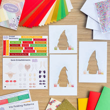 Load image into Gallery viewer, Wonky Gonks Card Making Kit| Traditional Christmas Edition | Beginner Iris Folding Craft Kit | Letterbox Craft Kit Gift | Red Green Gold
