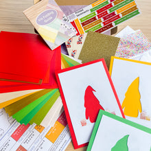 Load image into Gallery viewer, Wonky Gonks Card Making Kit| Traditional Christmas Edition | Beginner Iris Folding Craft Kit | Letterbox Craft Kit Gift | Red Green Gold
