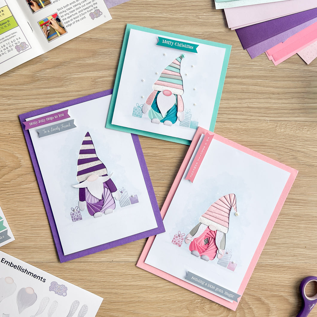 Wonky Gonks Card Making Kit | Winter Wonderland Edition | Beginner Iris Folding Craft Kit | Letterbox Craft Kit Gift | Blue Purple Teal