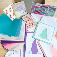 Load image into Gallery viewer, Wonky Gonks Card Making Kit | Winter Wonderland Edition | Beginner Iris Folding Craft Kit | Letterbox Craft Kit Gift | Blue Purple Teal
