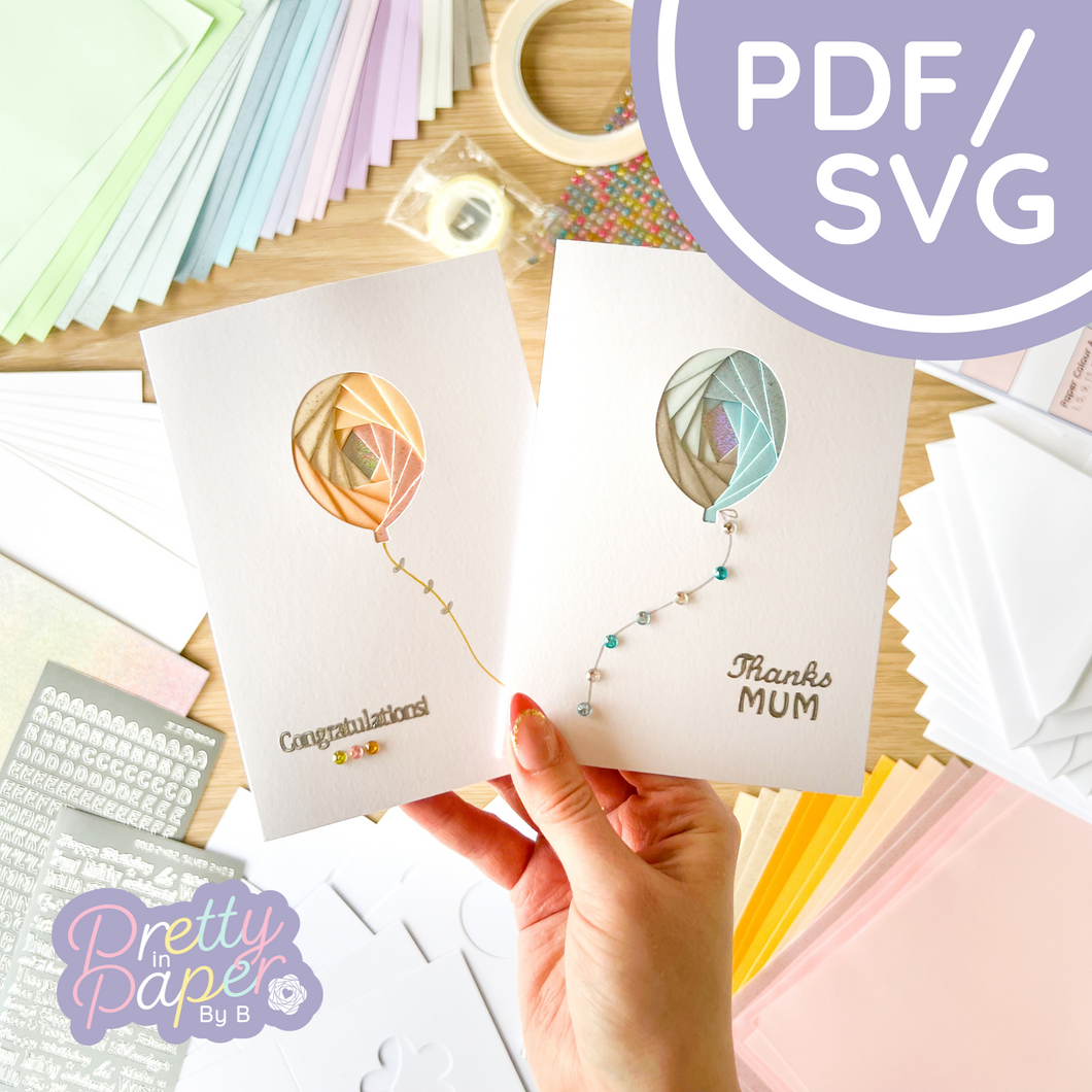 Balloon Mini Iris Folding Pattern PDF & SVG | Beginner Printable Download | Cut File | Card Making Template