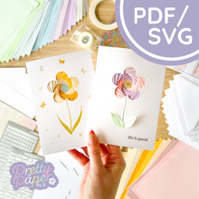 Load image into Gallery viewer, Flower Mini Iris Folding Pattern PDF &amp; SVG | Beginner Printable Download | Cut File | Card Making Template
