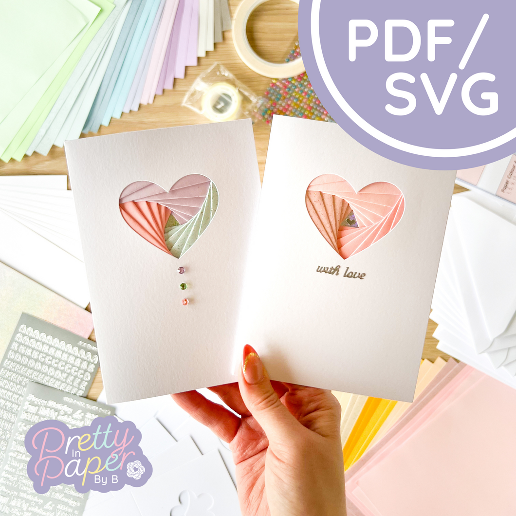 Heart Small Iris Folding Pattern PDF & SVG | Beginner Printable Download | Cut File | Card Making Template