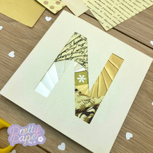 Load image into Gallery viewer, Letter N Iris Folding Pattern Template PDF &amp; SVG | Alphabet Beginner Download | Cut File | Card Making
