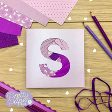 Load image into Gallery viewer, Letter S Iris Folding Pattern Template PDF &amp; SVG | Alphabet Intermediate Download | Cut File | Card Making
