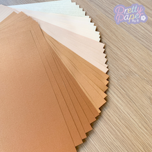 Load image into Gallery viewer, Caramel Latte Paper Pack A5, 30 Sheets | Plain, Pearlised &amp; Sparkle Paper Pad | Cream Brown Craft Paper

