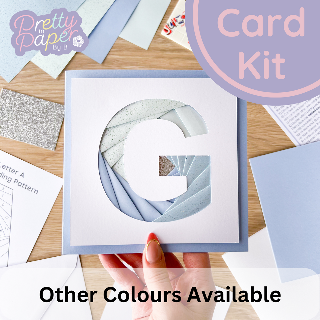 Alphabet Letter G Card Kit | Iris Folding Initial Card Making Kit | Beginner Craft Kit