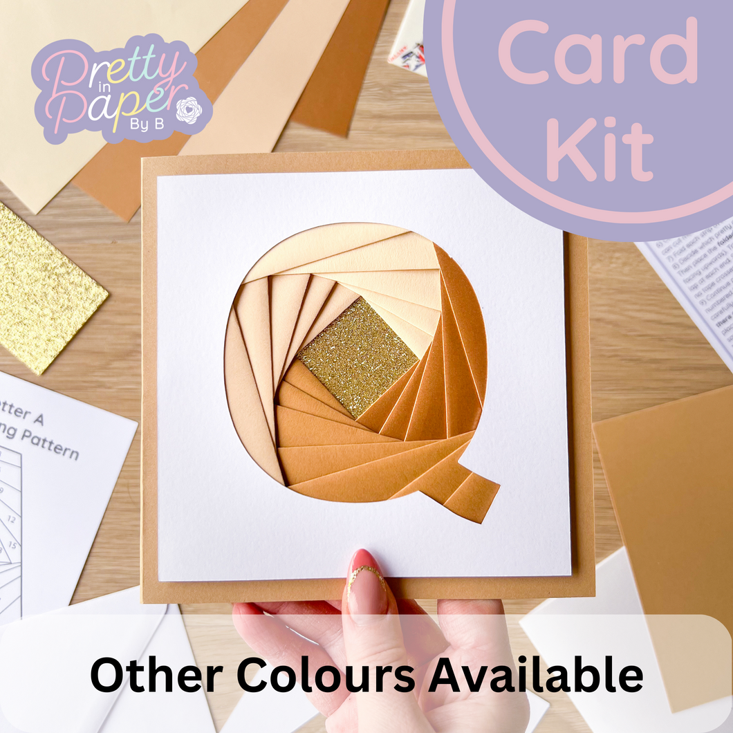 Alphabet Letter Q Card Kit | Iris Folding Initial Card Making Kit | Beginner Craft Kit