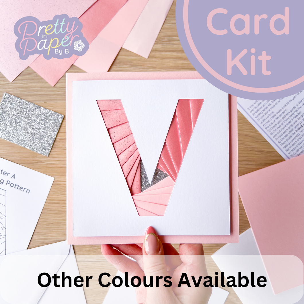 Alphabet Letter V Card Kit | Iris Folding Initial Card Making Kit | Beginner Craft Kit