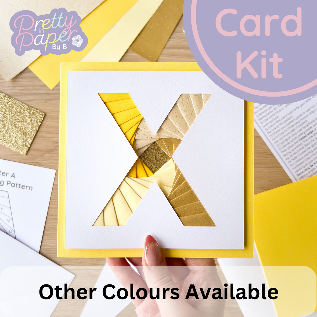 Alphabet Letter X Card Kit | Iris Folding Initial Card Making Kit | Beginner Craft Kit