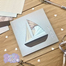 Load image into Gallery viewer, Boat Iris Folding Pattern PDF &amp; SVG | Intermediate Printable Download | Cut File | Card Making Template
