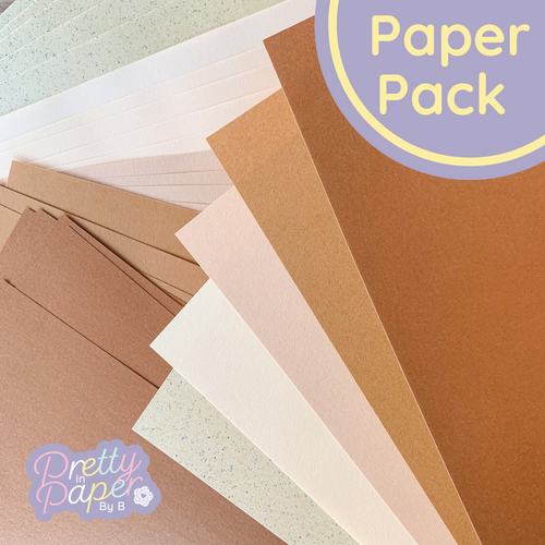 Caramel brown and cream pearl and sparkle paper