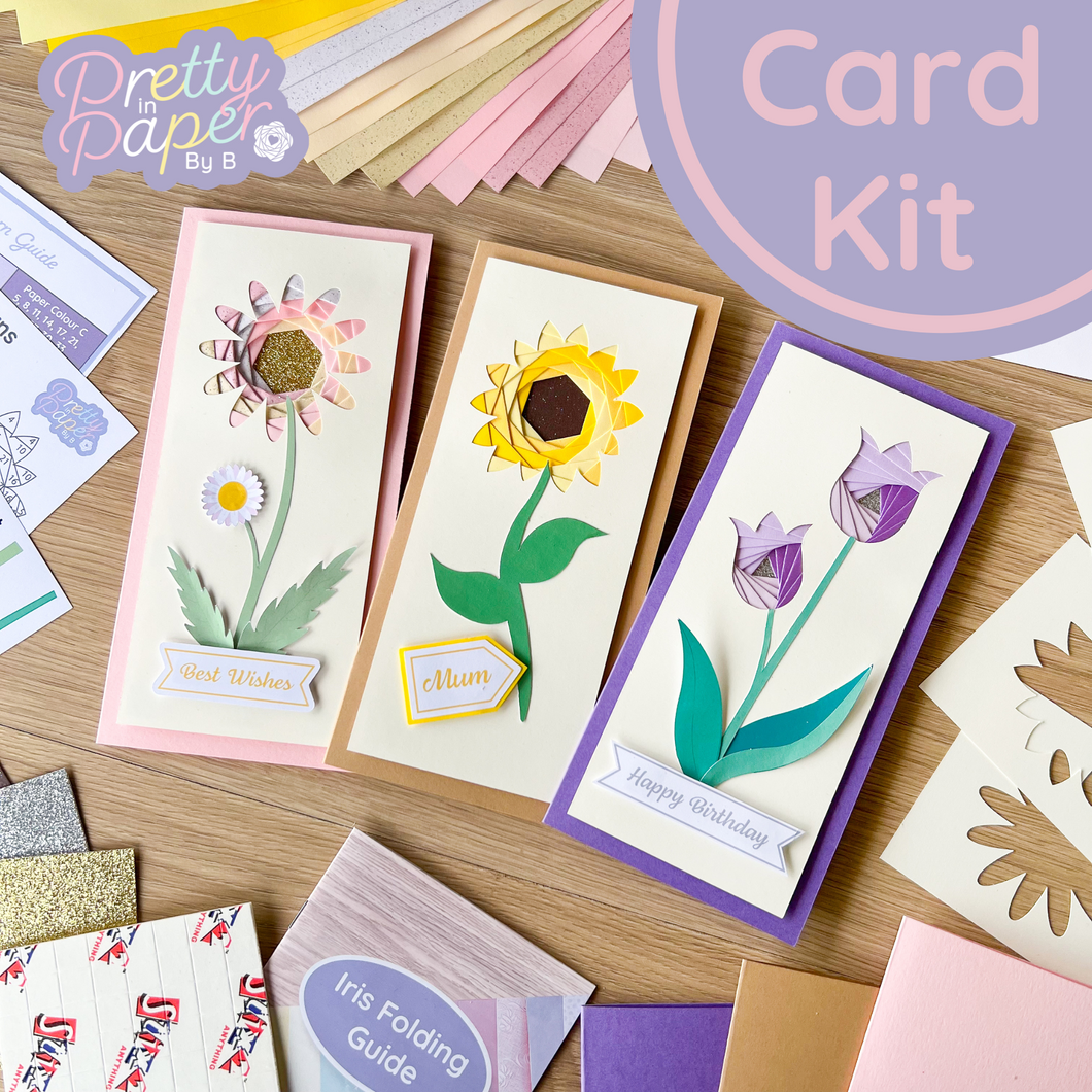 Sunshine Florals Card Making Kit | Iris Folding Craft Kit Intermediate | Letterbox Craft Gift