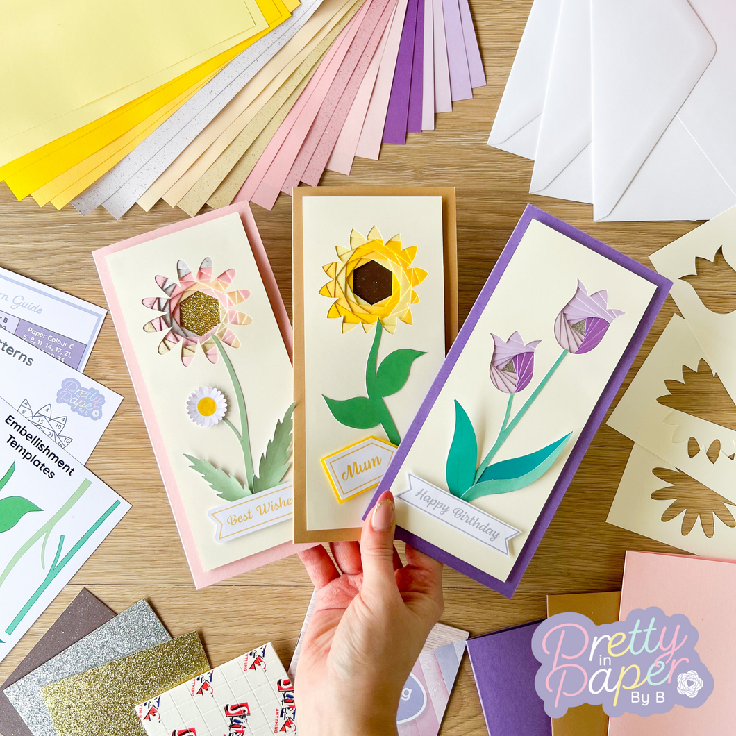 Sunshine Florals Card Making Kit | Iris Folding Craft Kit Intermediate | Letterbox Craft Gift