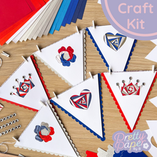Load image into Gallery viewer, Coronation craft kit bunting in red white blue and silver
