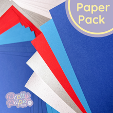 Load image into Gallery viewer, Coronation paper pack - red white blue and silver papers
