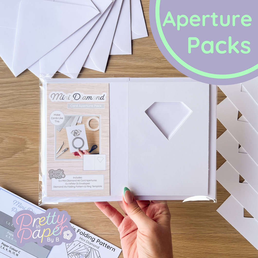 Diamond Card Apertures A6 (Pack of 6) | White Card Blanks & Envelopes x6