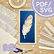 Load image into Gallery viewer, Feather Iris Folding Pattern PDF &amp; SVG | Feather Iris Folding Guide Download Intermediate
