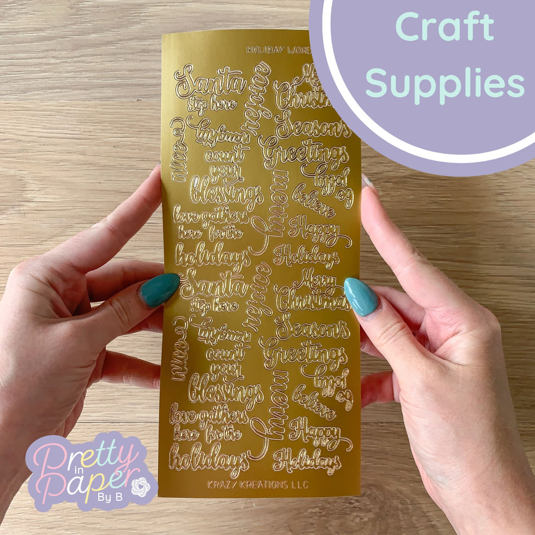 Gold Peel Off Stickers - Christmas Mixed Greeting