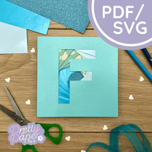 Load image into Gallery viewer, letter F iris folding template
