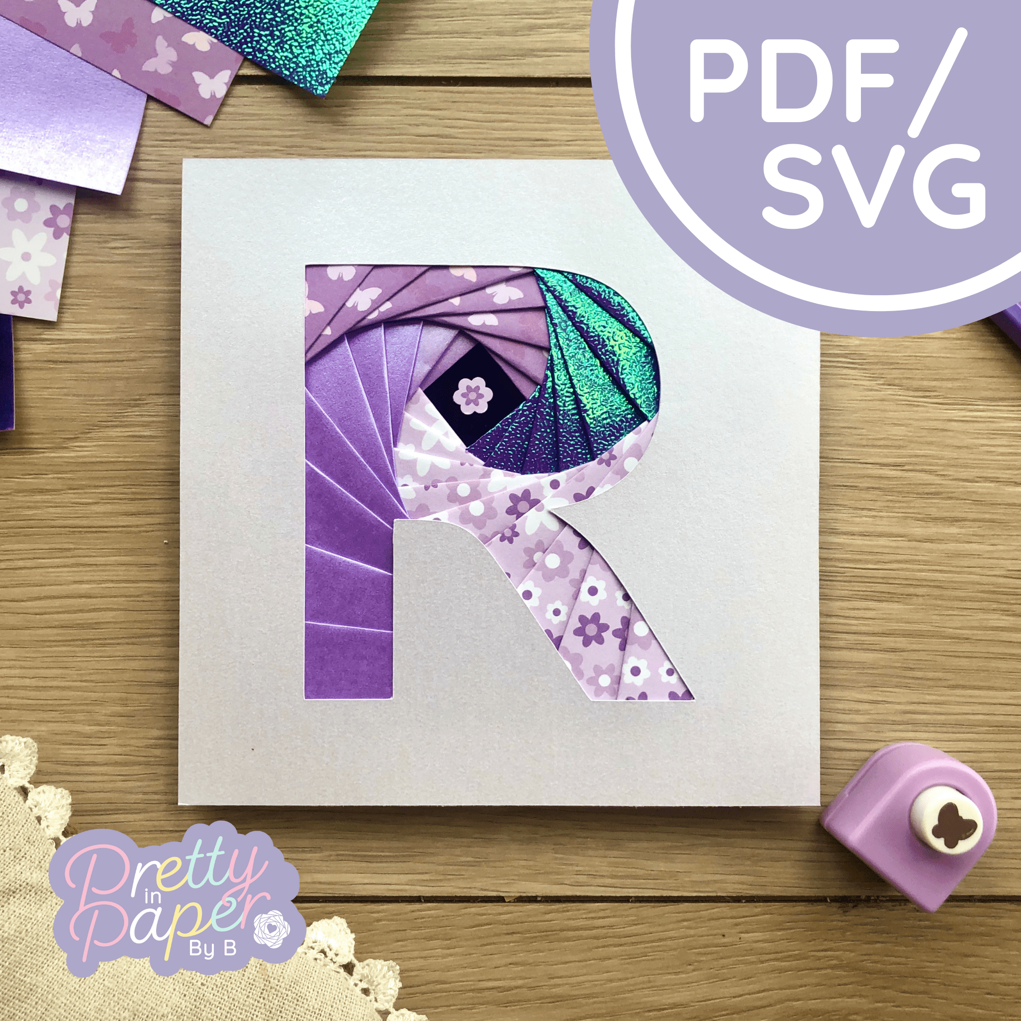 Letter R Iris Folding Pattern Template | Alphabet PDF SVG Download ...