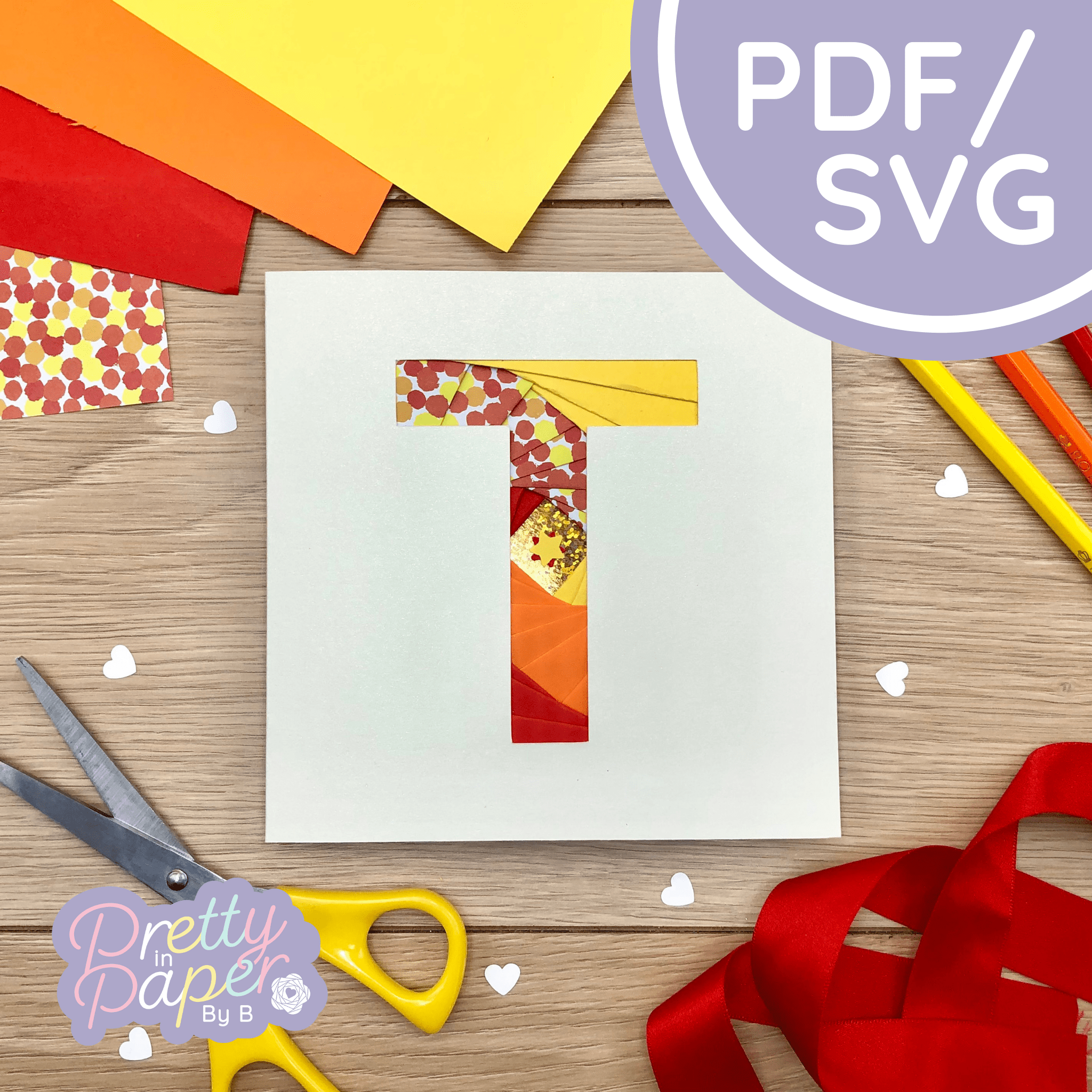 Letter T Iris Folding Pattern Template | Alphabet PDF SVG Download ...