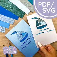 Load image into Gallery viewer, Boat Iris Folding Pattern Mini PDF &amp; SVG | Beginner Printable Download | Cut File | Card Making Template
