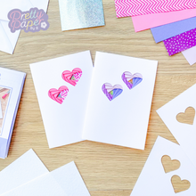 Load image into Gallery viewer, Card Making Kit Heart Mini | Love Hearts Craft Kit Beginners Iris Folding | Valentine&#39;s Card Kit
