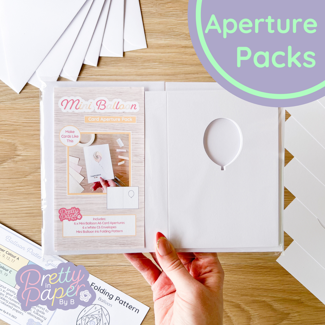 Mini Balloon Card Apertures A6 (Pack of 6) | White Card Blanks & Envelopes x6