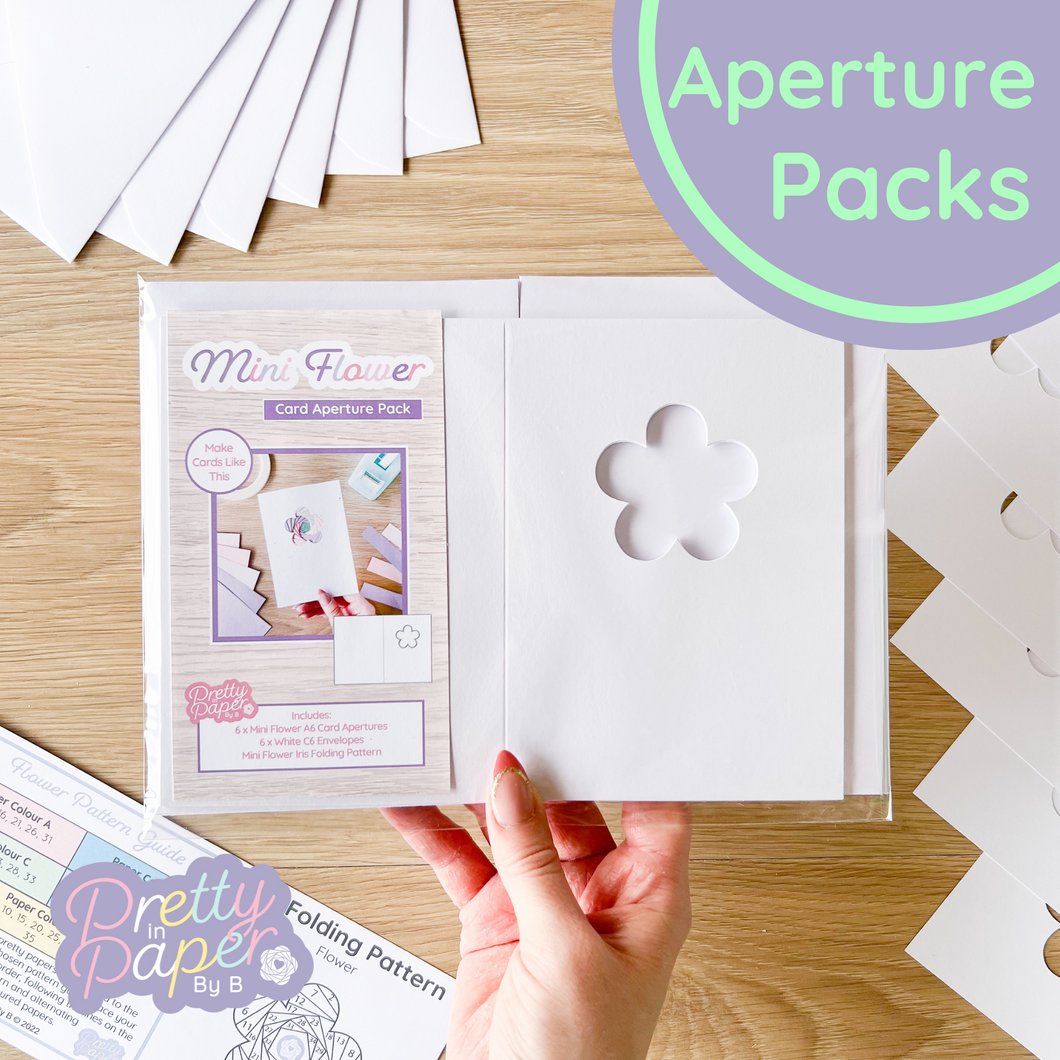 Mini Flower Card Apertures A6 (Pack of 6) | White Card Blanks & Envelopes x6