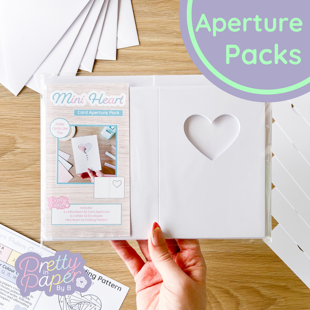 Mini Heart Card Apertures A6 (Pack of 6) | White Card Blanks & Envelopes x6
