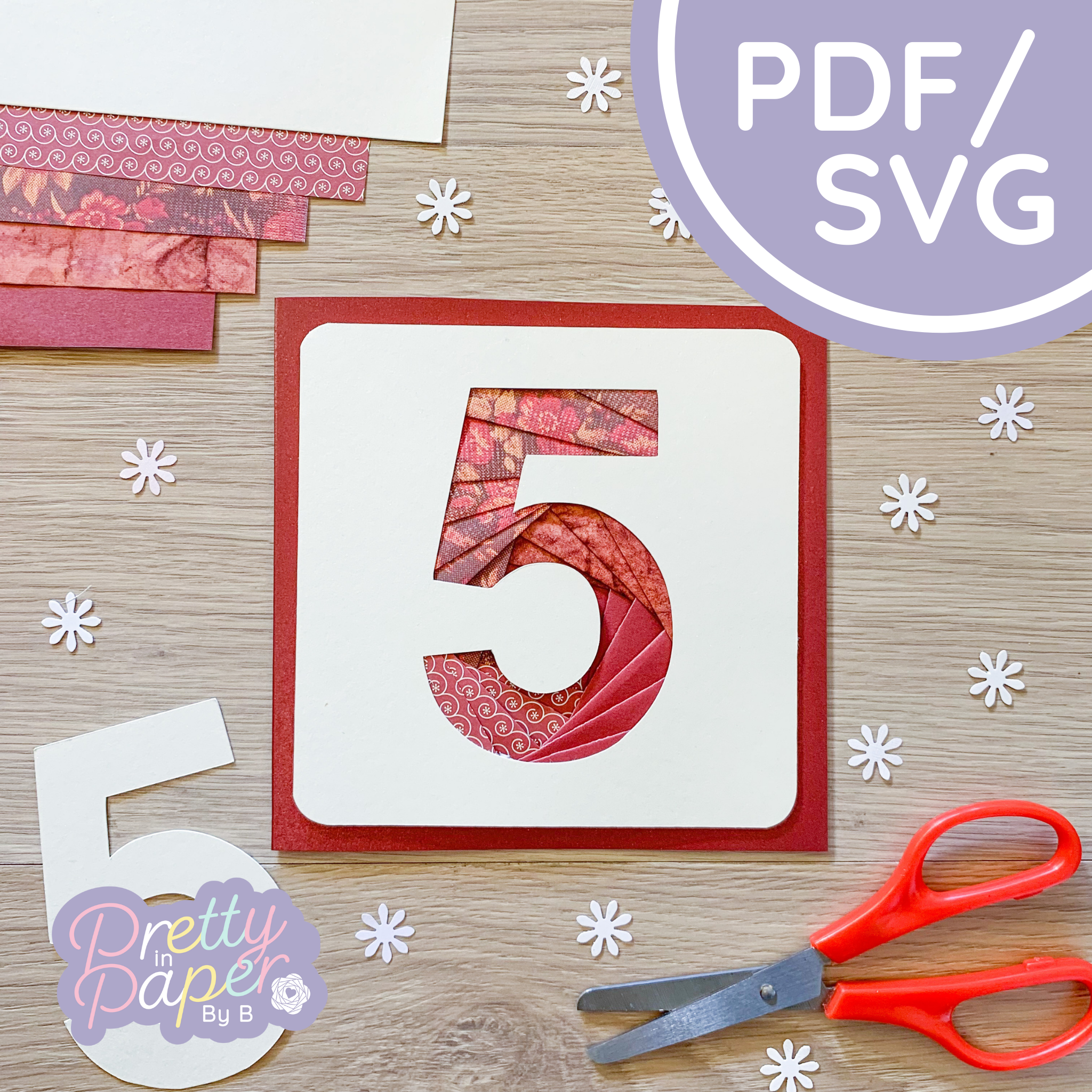 Number 5 Iris Folding Pattern PDF SVG | Five Beginner Download CutFile ...