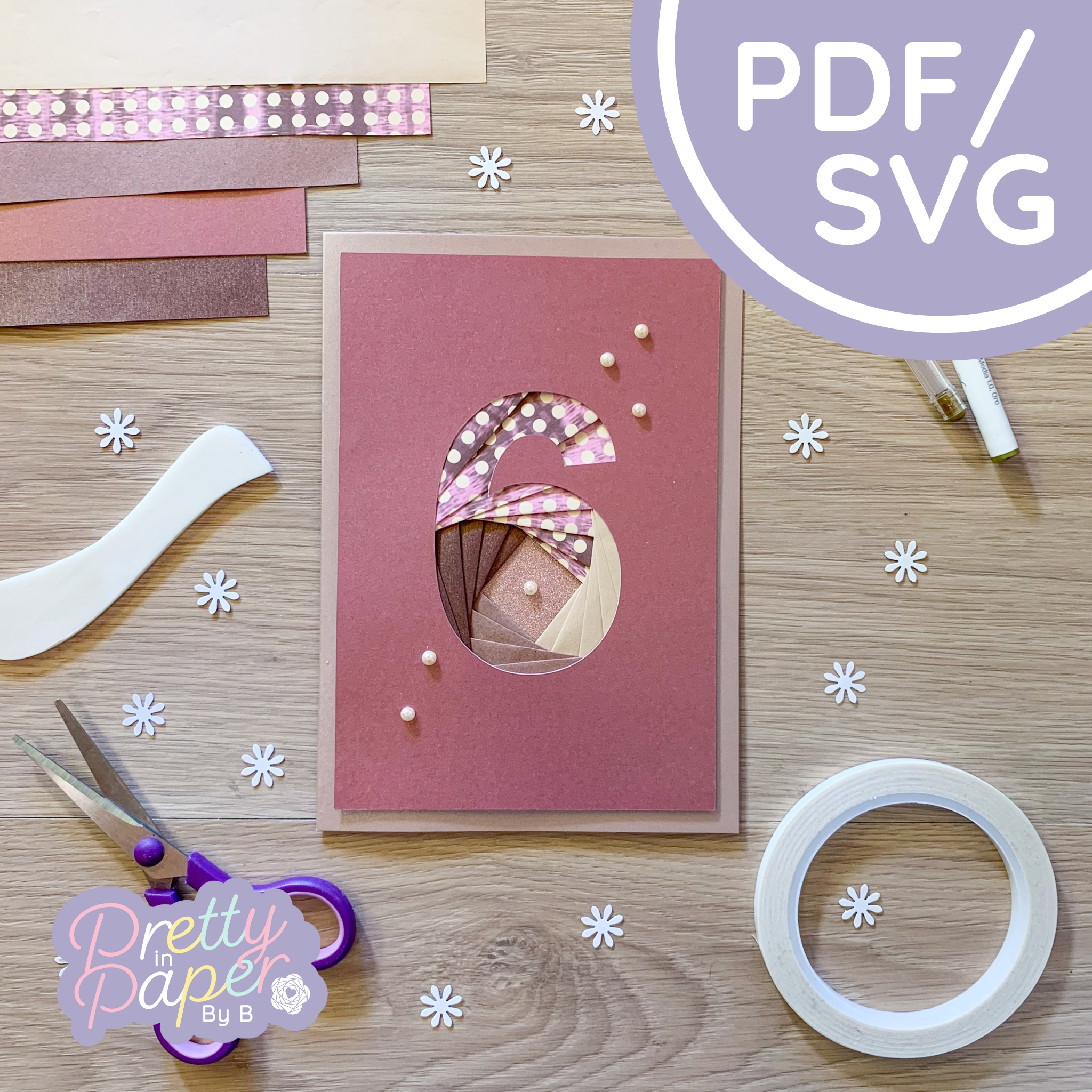 Number 6 Iris Folding Pattern PDF SVG | Six Beginner Download Cut File ...