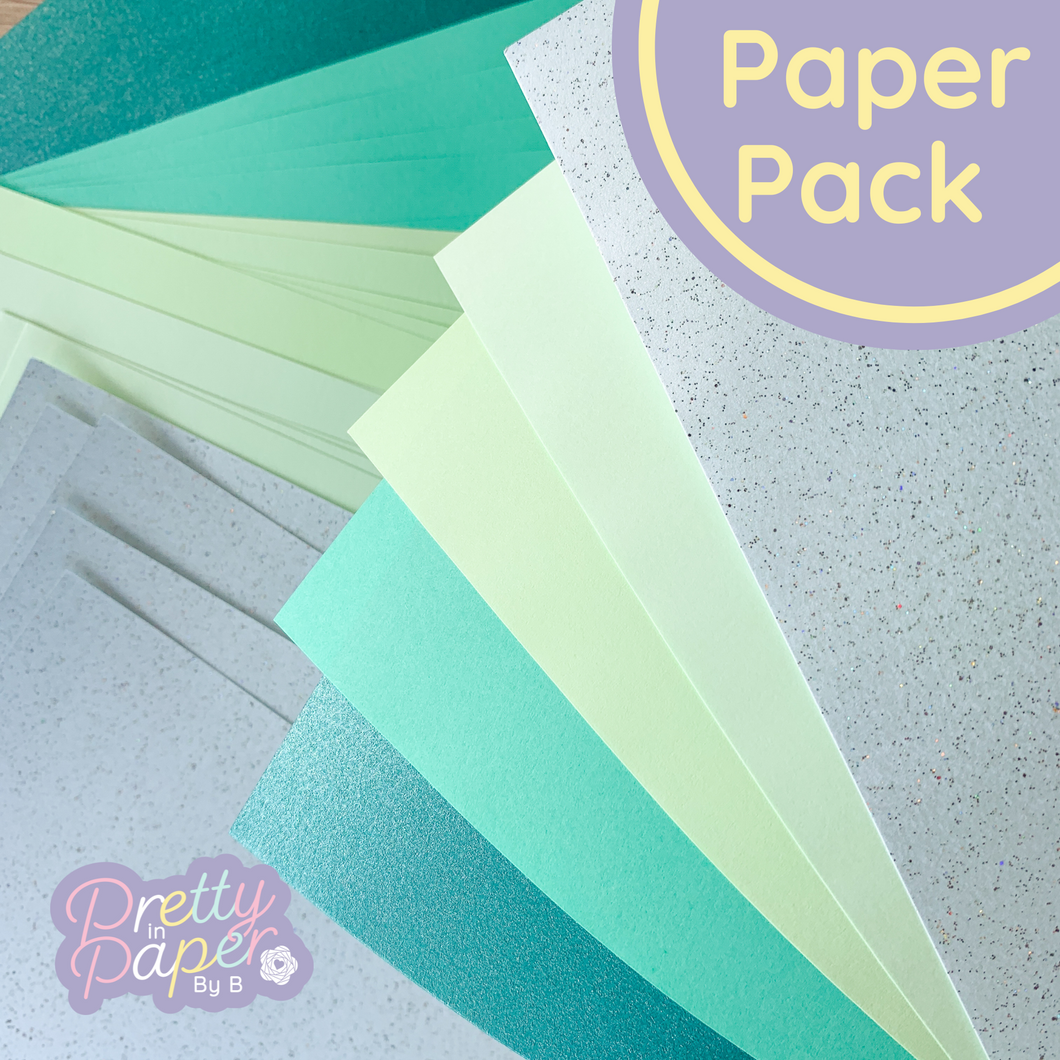 Turquoise blue green pearl sparkle paper