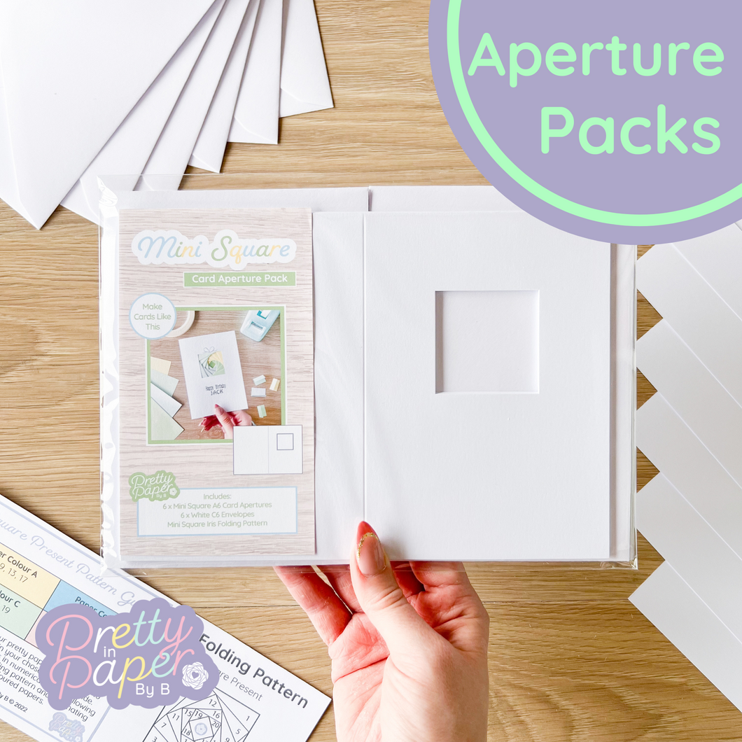 Square Card Apertures A6 (Pack of 6) | White Card Blanks & Envelopes x6 | Christmas Present