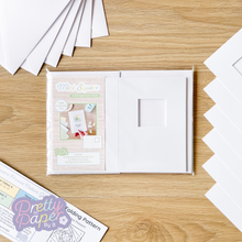Load image into Gallery viewer, Square Card Apertures A6 (Pack of 6) | White Card Blanks &amp; Envelopes x6 | Christmas Present
